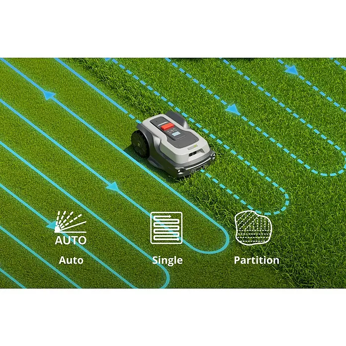 RoboUp Mähroboter T600 - 800 m², Schnittbreite: 20 cm, Kamera-gestützte Navigation, RTK - Rasenroboter auf Gras mit den Mähmodi Auto, Einzel und Partition.