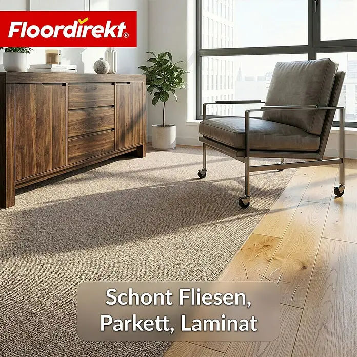 Floordirekt Teppichboden Meterware Malta - aus Nadelvlies - mit Schaumrücken - Beige - 200 x 500 cm - Breite: 200 cm, Nadelfilz, Polypropylen, Beige