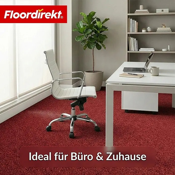 Floordirekt Teppichboden Meterware Malta - aus Nadelvlies - mit Schaumrücken - Dunkelrot - 200 x 400 cm - Breite: 200 cm, Nadelfilz, Polypropylen, Rot