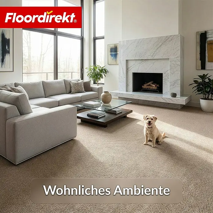 Floordirekt Teppichboden Meterware Malta - aus Nadelvlies - mit Schaumrücken - Beige - 200 x 1000 cm - Breite: 200 cm, Nadelfilz, Polypropylen, Beige