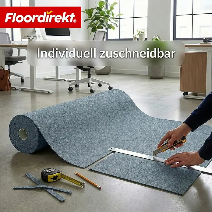 Floordirekt Teppichboden Meterware Malta - aus Nadelvlies - mit Schaumrücken - Grau - 200 x 400 cm - Breite: 200 cm, Nadelfilz, Polypropylen, Grau