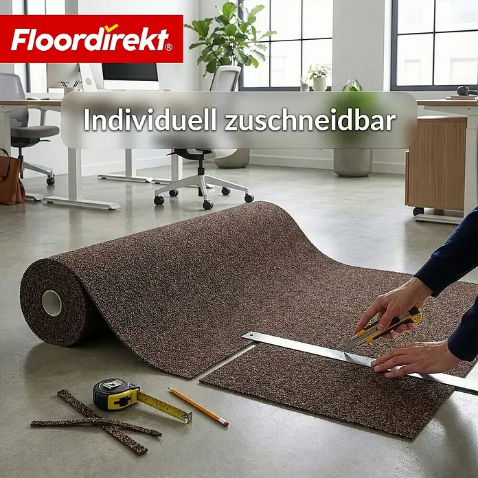 Floordirekt Teppichboden Meterware Malta - aus Nadelvlies - mit Schaumrücken - Dunkelbraun - 200 x 300 cm - Breite: 200 cm, Nadelfilz, Polypropylen, Dunkelbraun