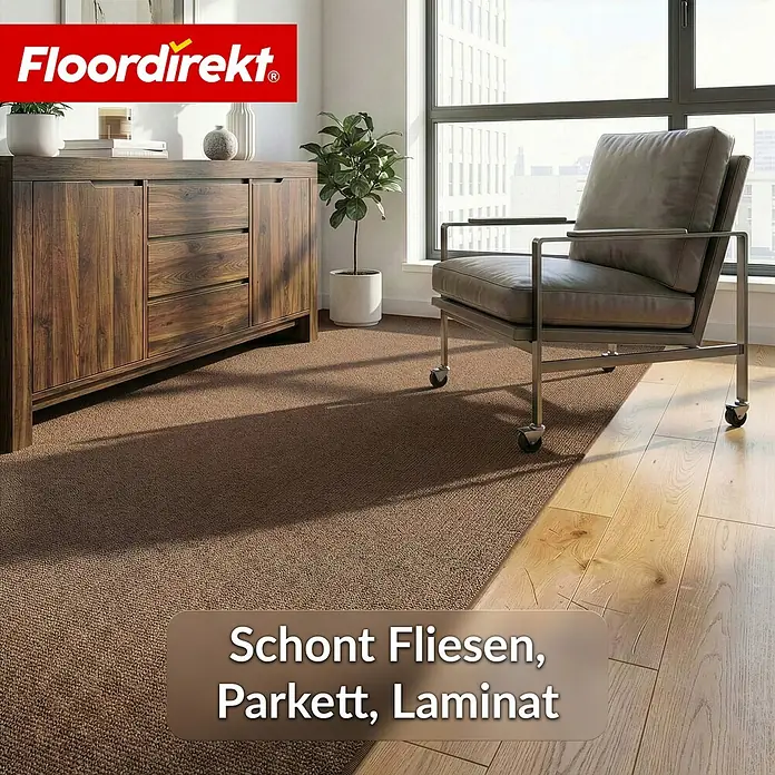 Floordirekt Teppichboden Meterware Malta - aus Nadelvlies - mit Schaumrücken - Dunkelbraun - 200 x 150 cm - Breite: 200 cm, Nadelfilz, Polypropylen, Dunkelbraun