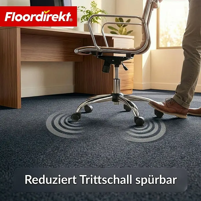 Floordirekt Teppichboden Meterware Malta - aus Nadelvlies - mit Schaumrücken - Anthrazit - 200 x 200 cm - Breite: 200 cm, Nadelfilz, Polypropylen, Anthrazit