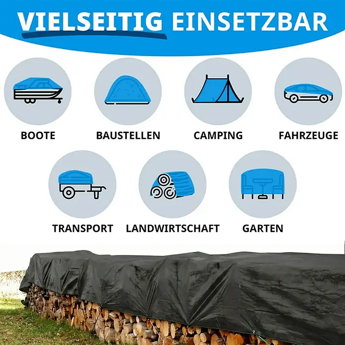 Floordirekt Abdeckplane Extra reißfest - 140 g/m² - Anthrazit - 2 x 3 m - Kunststoff
