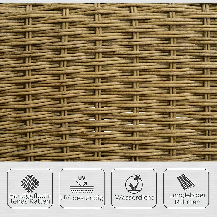 Outsunny Garten-Schaukelstuhl im Boho-Stil - 1 Stk., PE-Rattan, Natur, Hellgrau, B x T x H: 92 x 92 x 100 cm