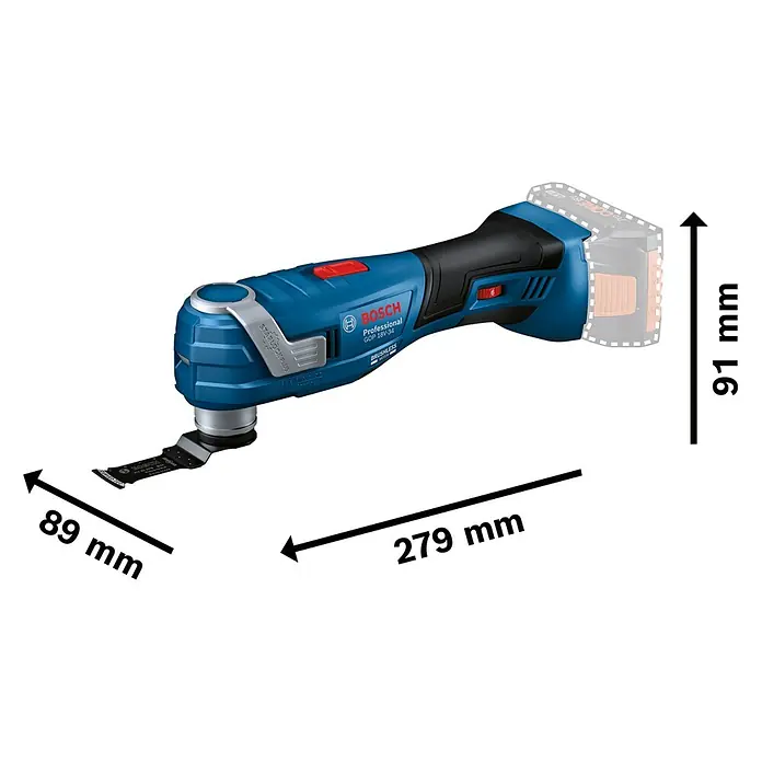 Bosch Professional AMPShare 18V Akku-Multitool GOP 18V-34 - 18 V, Ohne Akku - Blaues Bosch GOP 18V-34 Akku-Multifunktionswerkzeug mit schwarzem Griff, Starlock Plus System, 279mm lang.
