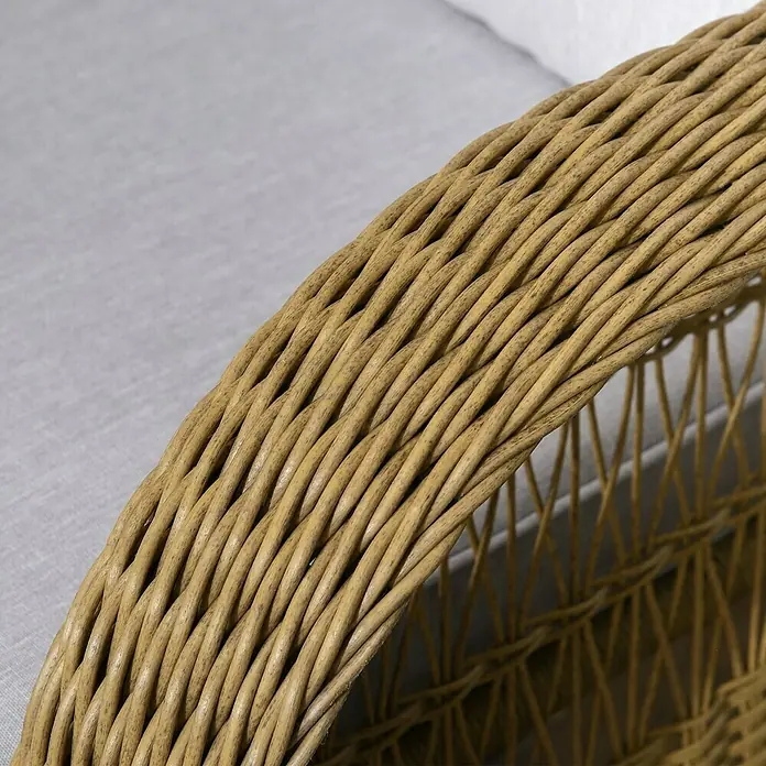 Outsunny Garten-Schaukelstuhl im Boho-Stil - 1 Stk., PE-Rattan, Natur, Hellgrau, B x T x H: 92 x 92 x 100 cm