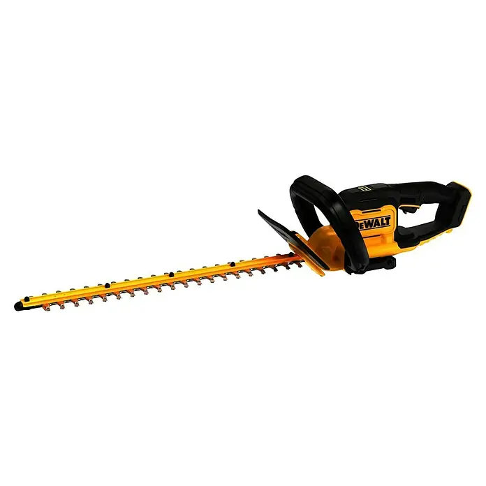 DeWalt XR 18V Akku-Heckenschere DCMHT562N-XJ - 18 V, Ohne Akku - Gelb-schwarze DEWALT Akku-Heckenschere mit langem Schneideblatt, für den Einsatz abgewinkelt.
