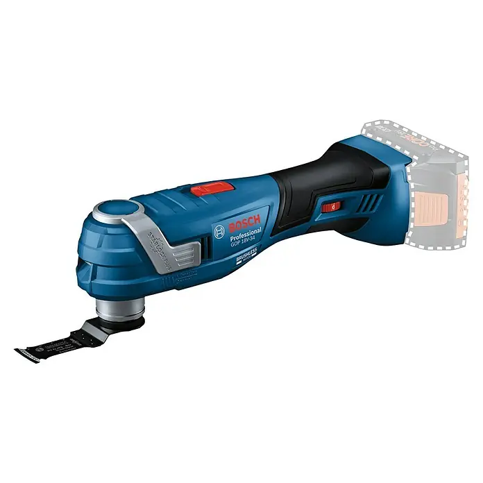 Bosch Professional AMPShare 18V Akku-Multitool GOP 18V-34 - 18 V, Ohne Akku - Blaues und schwarzes Bosch Professional Akku-Oszillationswerkzeug mit angesetzter Klinge, StarlockPlus System und bürstenlosem Motor.