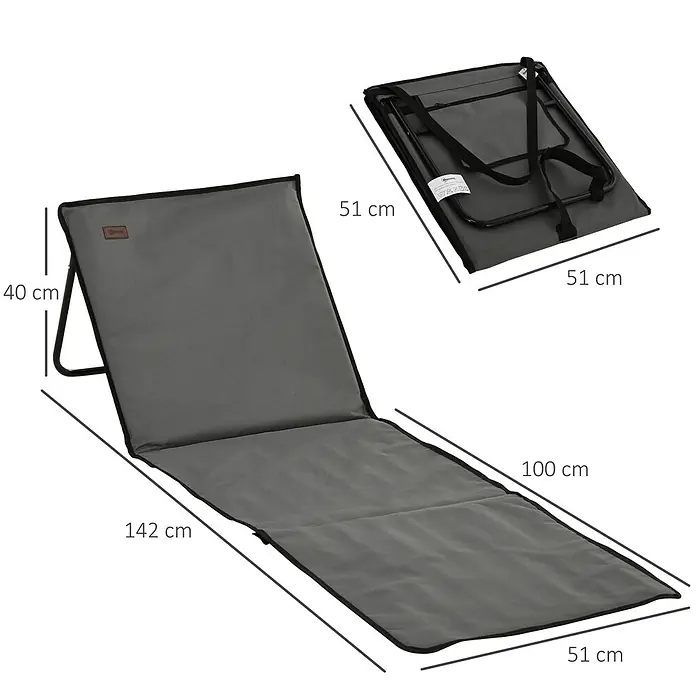 Outsunny Gartenliegen-Set 2-tlg. mit Seitentasche - B x T: 51 x 142 cm, Grau, Polyester, Klappbar