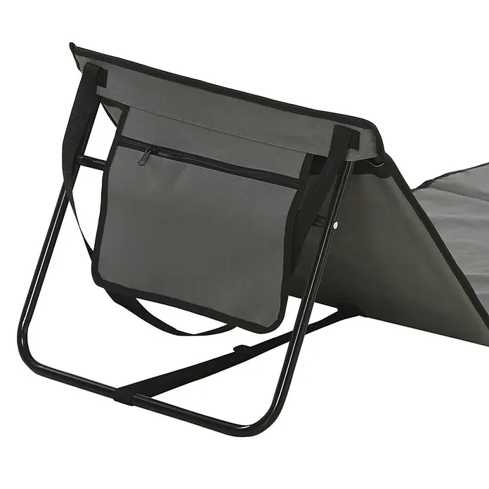 Outsunny Gartenliegen-Set 2-tlg. mit Seitentasche - B x T: 51 x 142 cm, Grau, Polyester, Klappbar