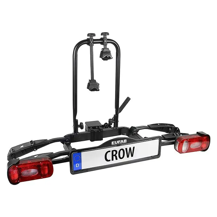 Eufab Fahrradträger Crow - Geeignet für: 2 Fahrräder, Max. Ladegewicht: 50 kg, Passend für: Fahrzeuge mit Anhängerkupplung - EUFAB Crow Fahrradträger zur sicheren Beförderung von Fahrrädern am Auto, mit Rückleuchten und Kennzeichenhalterung.