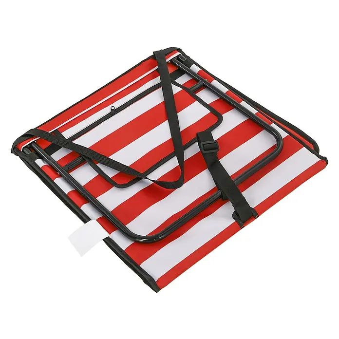 Outsunny Gartenliegen-Set 2-tlg. mit Seitentasche - B x T: 51 x 142 cm, Rot, Weiß, Polyester, Klappbar