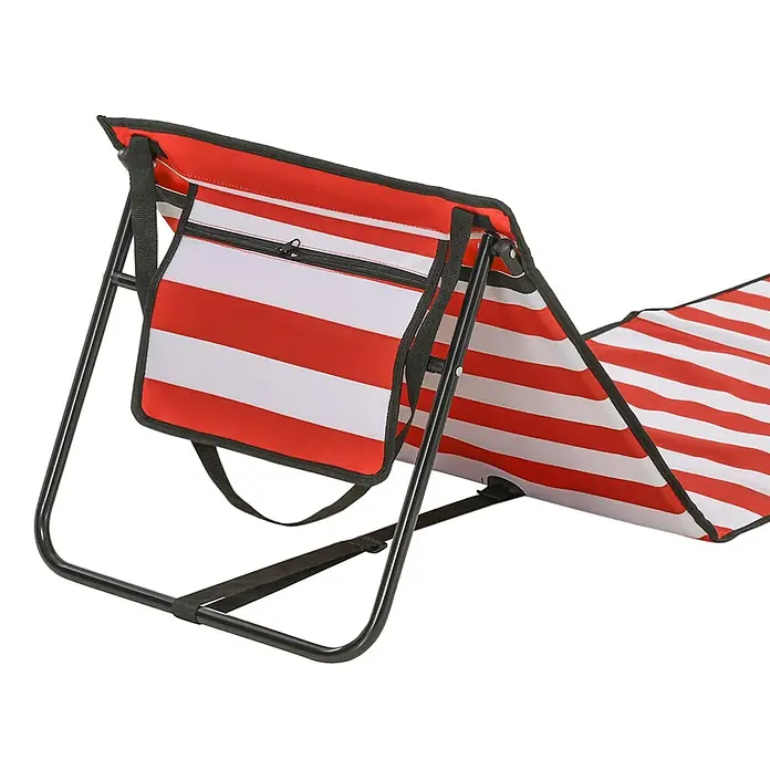Outsunny Gartenliegen-Set 2-tlg. mit Seitentasche - B x T: 51 x 142 cm, Rot, Weiß, Polyester, Klappbar