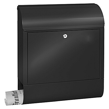 Burg-Wächter Wandbriefkasten Scandic (L x B x H: 12,5 x 38 x 46 cm, Schwarz, Stahl, Zeitungsfach)