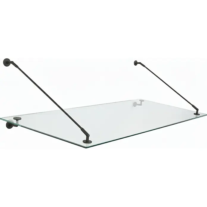 Glaszentrum Hagen Vordach 170x90 cm Glasvordach Klar RAL7016 STB - 170 x 90 x 75 cm, Anthrazit RAL7016