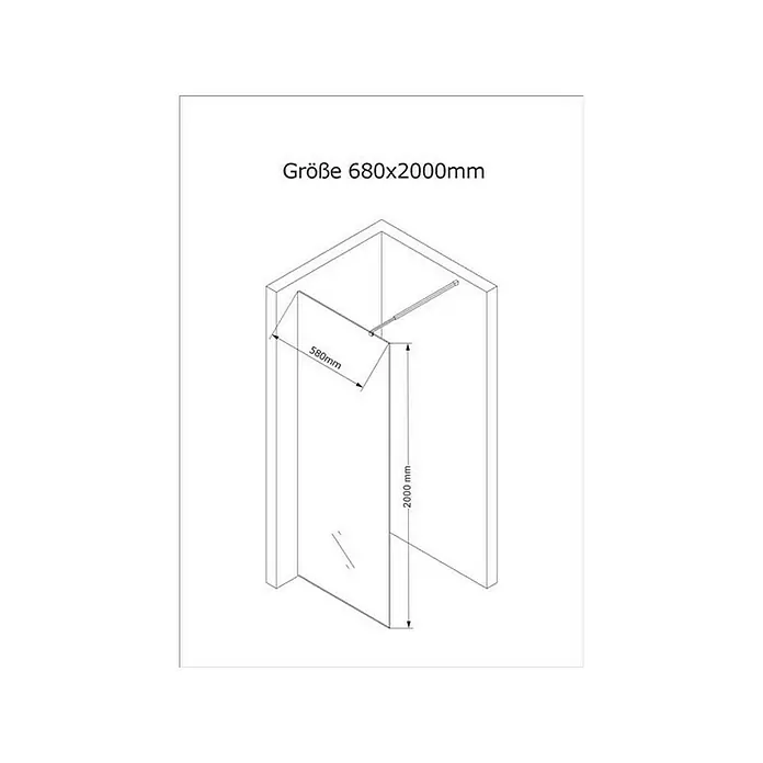 Glaszentrum Hagen Duschwand 68x200cm "Jade" Duschwand - Dusche - Duschabtrennung Klar - B x H: 68 x 200 cm, Eloxiert, Transparent, Farblos