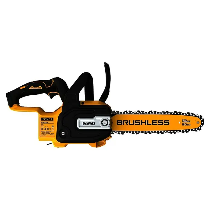 DeWalt XR 18V Akku-Kettensäge DCMCS565N-XJ - 18 V, Ohne Akku, Schwertlänge: 30 cm - DeWalt bürstenlose Kettensäge in Gelb und Schwarz mit 30 cm Schwert.