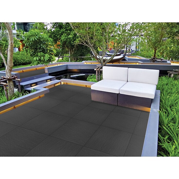 Terrassenfliese Slate Black (Schwarz, 60 x 60 x 2 cm, Feinsteinzeug)