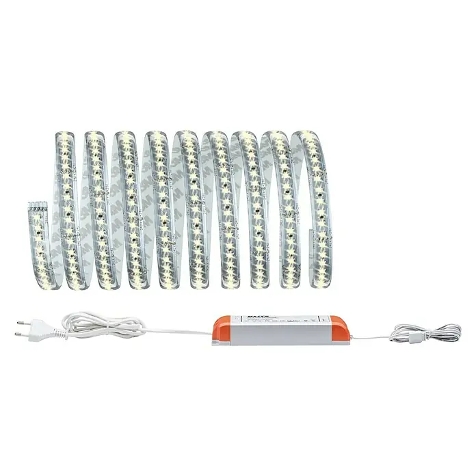 Paulmann MaxLED 1.000 LED-Band Basisset beschichtet - 300 cm, Warmweiß, 40 W, 3.300 lm - LED-Streifen mit Netzteil und Stecker. Der LED-Streifen ist aufgerollt und bereit zur Installation für eine stimmungsvolle Beleuchtung.
