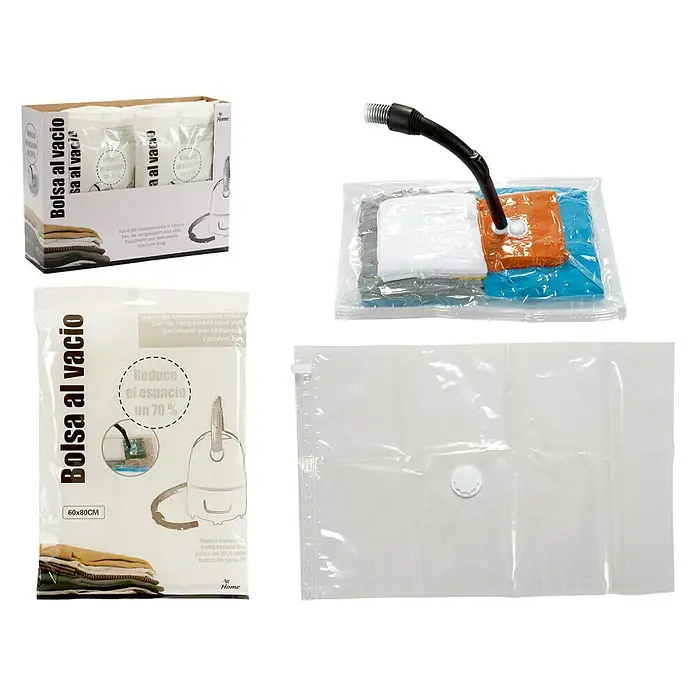 Bolsa de vacío - 60 x 80 cm, Transparente - Set de bolsas de almacenamiento al vacío para ahorrar espacio en ropa y textiles. Ideal para viajes y almacenamiento estacional.