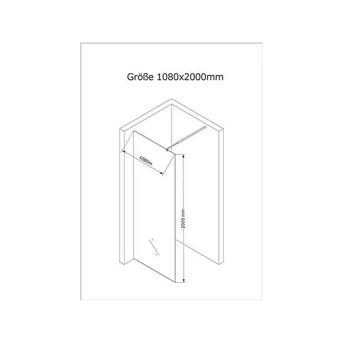 Glaszentrum Hagen Duschwand 108x200cm "Jade" Duschwand - Dusche - Duschabtrennung Klar - B x H: 108 x 200 cm, Eloxiert, Transparent, Farblos