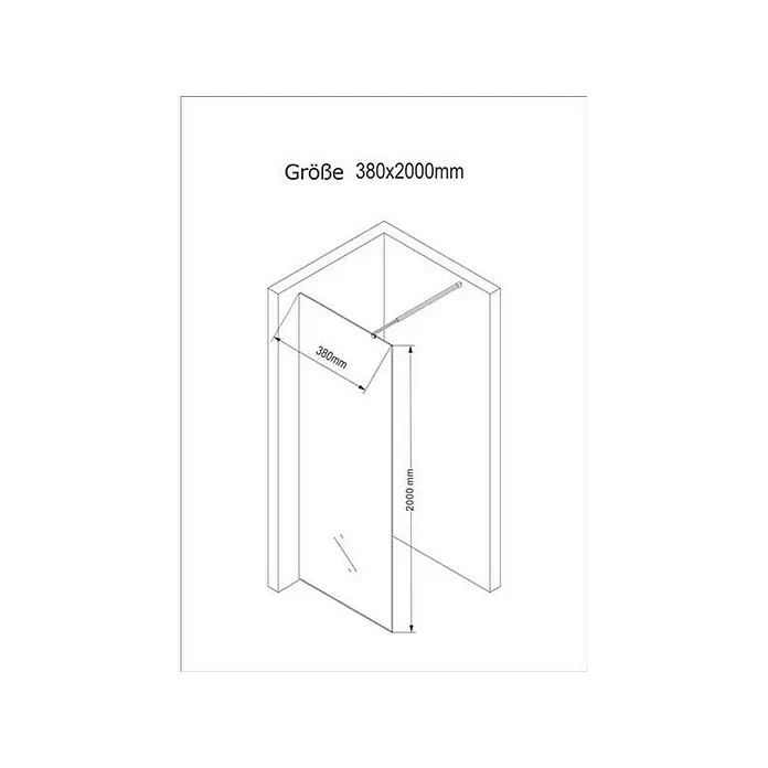 Glaszentrum Hagen Duschwand 38x200cm "Jade" Duschwand - Dusche - Duschabtrennung Klar - B x H: 38 x 200 cm, Eloxiert, Transparent, Farblos