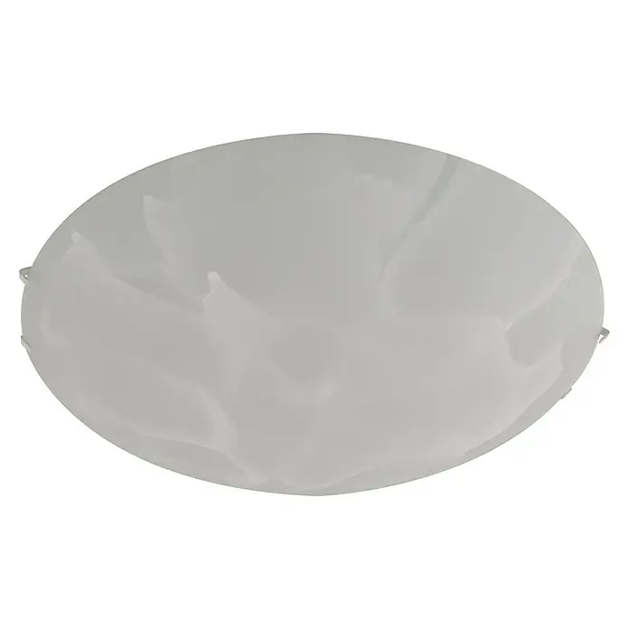 Plafón Duna - 40 W, L x An x Al: 30 x 30 x 12 cm, Blanco, E27 - Primer plano de una lámpara de techo redonda con un patrón marmoleado, diseñada para proporcionar una iluminación suave y uniforme en cualquier habitación.