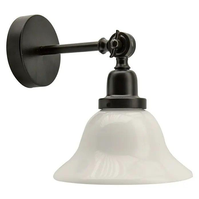 Aplique de pared E27 - 40 W, L x An x Al: 24 x 19 x 26 cm, Negro, E27 - Elegante aplique de pared negro con una pantalla blanca en forma de campana que añade un toque de clase a cualquier habitación.