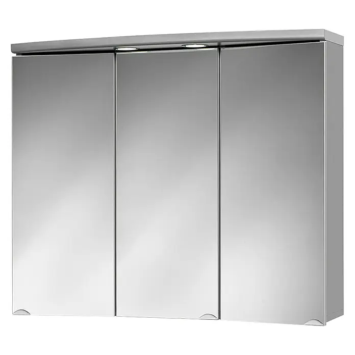 Sieper LED-Spiegelschrank Ancona - B x H: 82,5 x 69,1 cm, Holz, Silber - Moderner Spiegelschrank mit drei Türen und integrierter Beleuchtung. Ideal für Badezimmer zur praktischen Aufbewahrung und stilvollen Gestaltung.