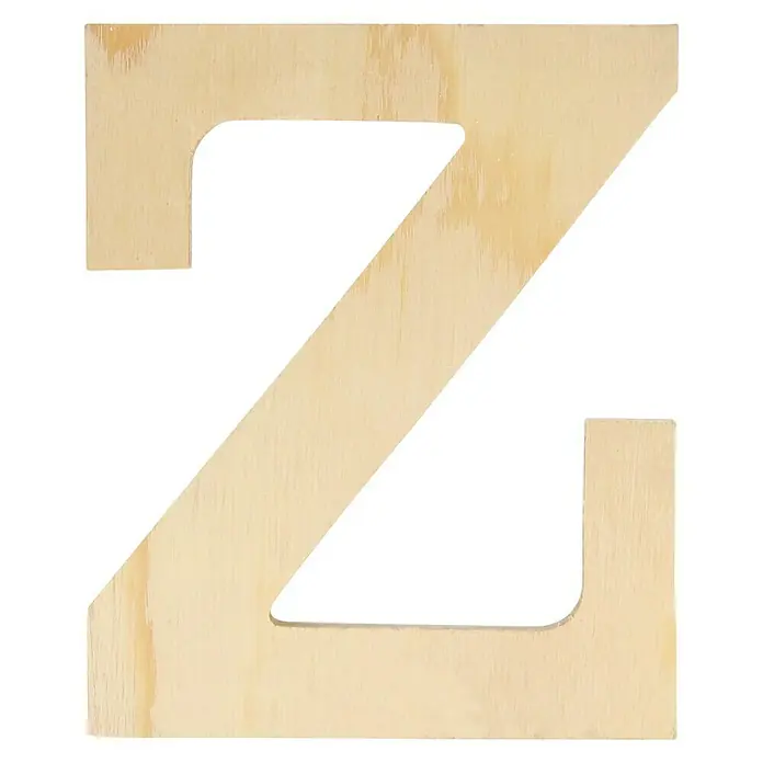 Artemio Letra de madera - Motivo: Z, L x An x Al: 11,5 x 1 x 11,5 cm, Madera - La imagen muestra una letra Z de madera clara. La superficie de la letra presenta una veta de madera natural.