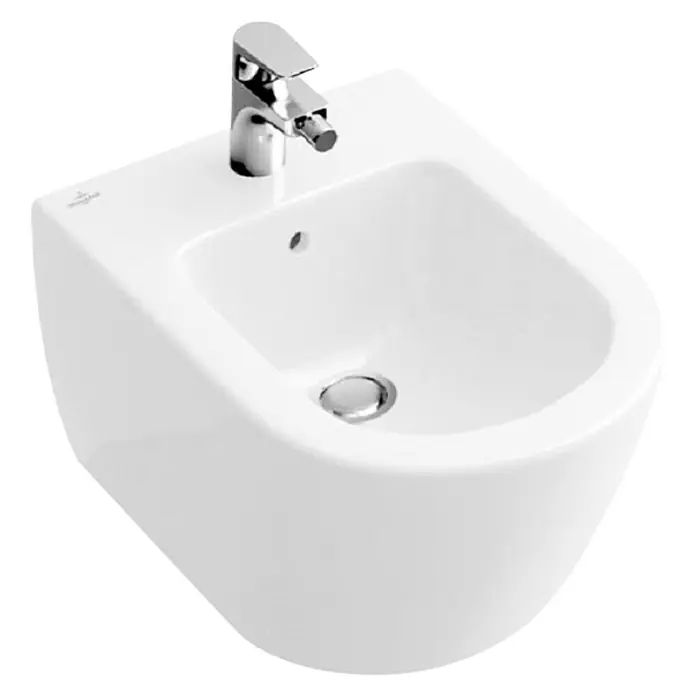 Villeroy & Boch Subway 2.0 Wand-Bidet - 37 x 56,5 cm, Weiß, Keramik, Ohne Spezialglasur - Modernes, wandhängendes, weißes Bidet mit Chromarmatur, ideal für stilvolle Badezimmer. Die elegante Keramikform sorgt für ein zeitgemäßes Ambiente.