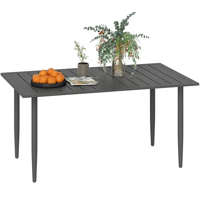 Outsunny Gartentisch mit Schirmloch - Stahl, Rechteckig, Schwarz