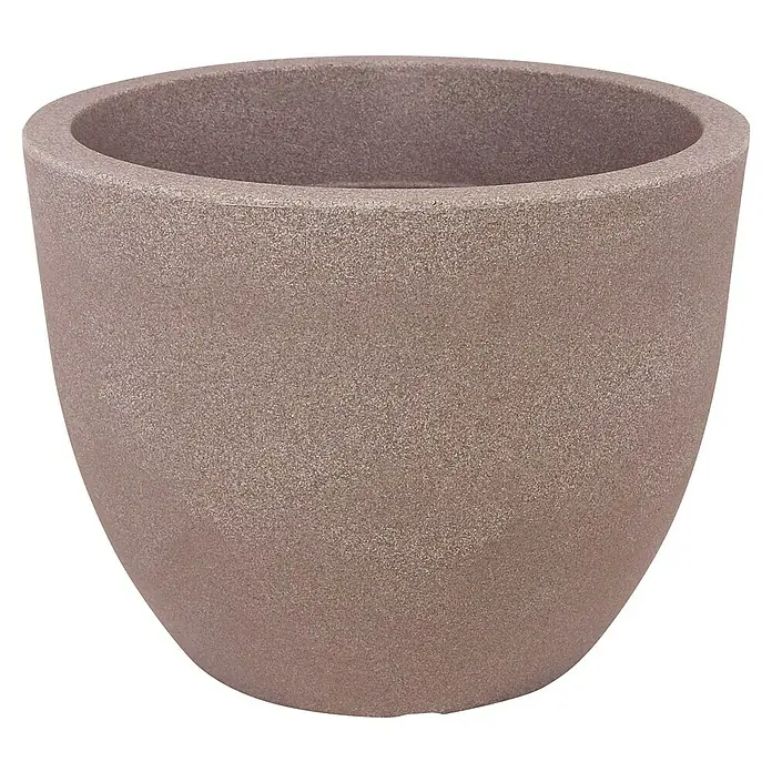 Geli Pflanztopf Rimini - Max. Außendurchmesser: 30 cm, Höhe: 23 cm, Kunststoff, Taupe - Texturierter braun-rosa Blumentopf mit breiter, runder Öffnung.