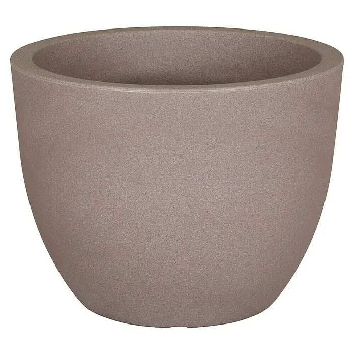 Geli Pflanztopf Rimini - Max. Außendurchmesser: 50 cm, Höhe: 38,5 cm, Kunststoff, Taupe - Brauner, strukturierter Blumentopf mit weiter Öffnung.