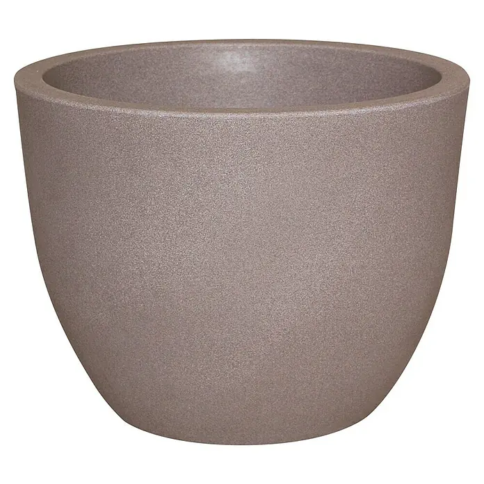 Geli Pflanztopf Rimini - Max. Außendurchmesser: 40 cm, Höhe: 31 cm, Kunststoff, Taupe - Matter, strukturierter taupefarbener Pflanztopf mit konischer Form.