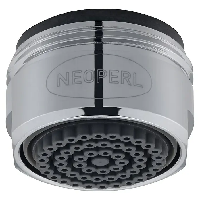 Neoperl Wassersparstrahlregler - Gewinde: M24x1, 3,8 l/min, 1 Stk., Passend für: Armaturen & Duschen - Runder, verchromter Wasserhahn-Strahlregler mit grauer Silikon-Sprühfläche zur Wasserdurchflusskontrolle.