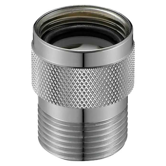 Neoperl Schlauchplatzsicherung - Gewinde: IG 3/4" X AG 3/4" - Verchromter Sanitäradapter mit Rändelgriff und Gewindeenden.