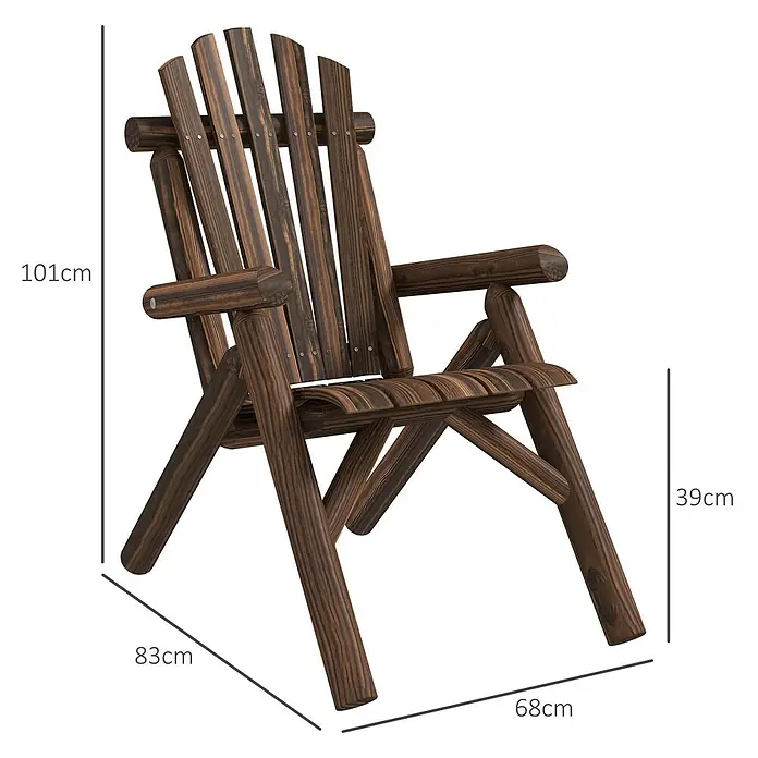 Outsunny Gartenstuhl Adirondack - 1 Stk., Tannenholz, Braun