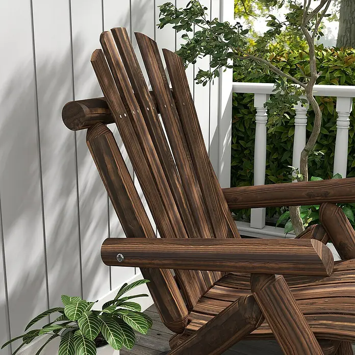 Outsunny Gartenstuhl Adirondack - 1 Stk., Tannenholz, Braun