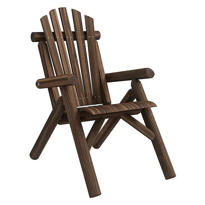 Outsunny Gartenstuhl Adirondack - 1 Stk., Tannenholz, Braun