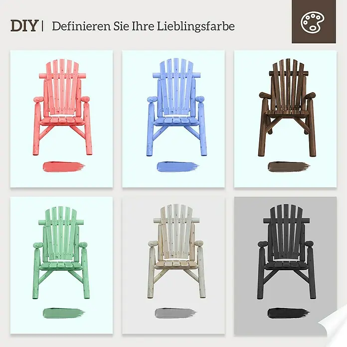Outsunny Gartenstuhl Adirondack - 1 Stk., Tannenholz, Braun