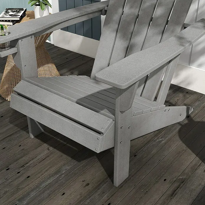 Outsunny Gartenstuhl Adirondack - HDPE, Grau, B x T x H: 89 x 89 x 87 cm
