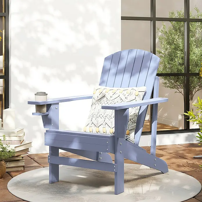 Outsunny Gartenstuhl Adirondack - Tannenholz, Grau, B x T x H: 95 x 95 x 93 cm