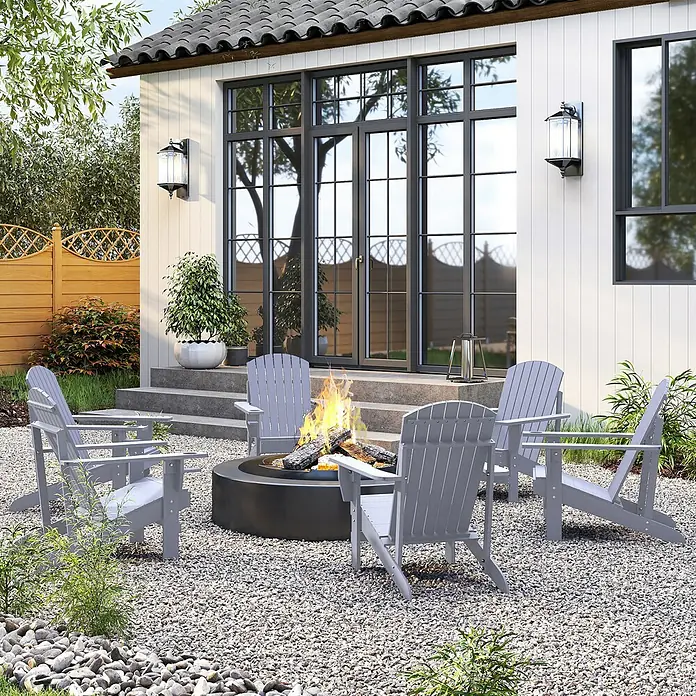 Outsunny Gartenstuhl Adirondack - Tannenholz, Grau, B x T x H: 95 x 95 x 93 cm
