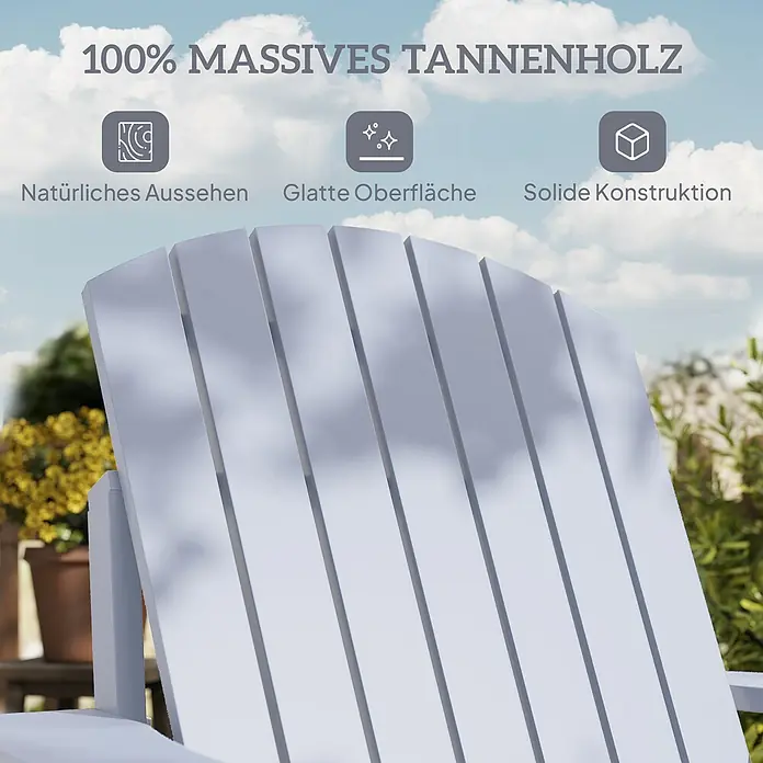 Outsunny Gartenstuhl Adirondack - Tannenholz, Grau, B x T x H: 95 x 95 x 93 cm
