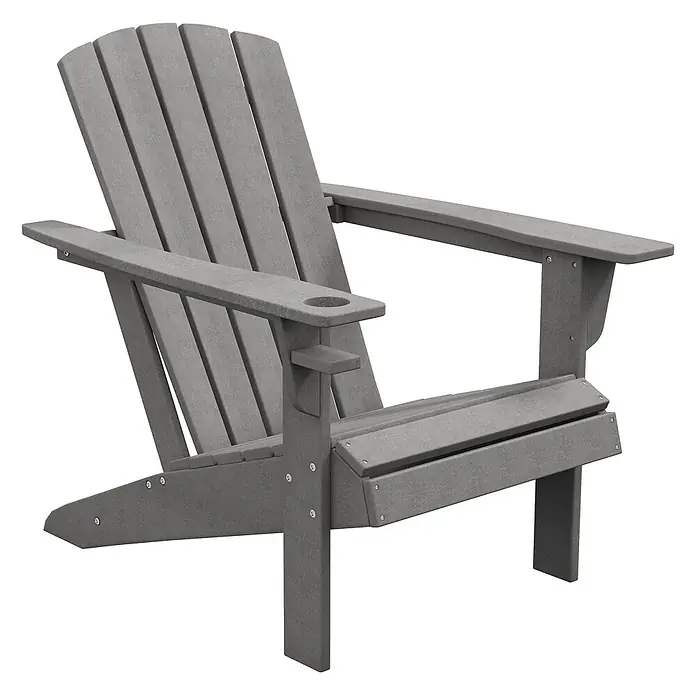 Outsunny Gartenstuhl Adirondack - HDPE, Grau, B x T x H: 89 x 89 x 87 cm