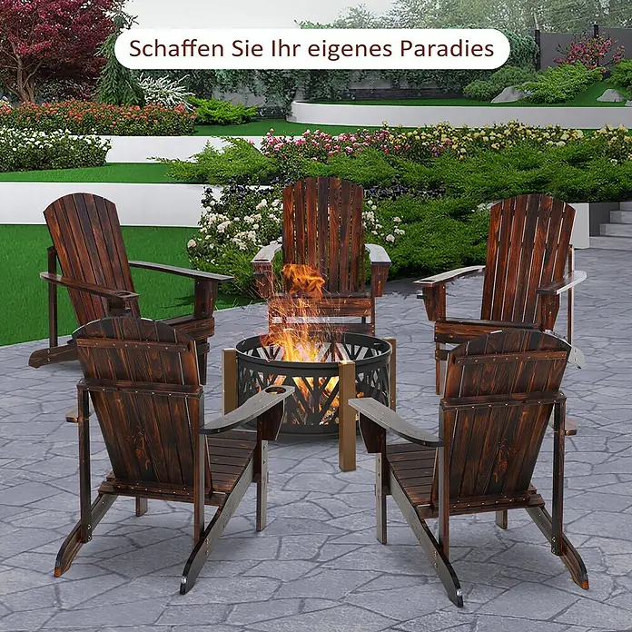 Outsunny Gartenstuhl Adirondack - Tannenholz, Braun, B x T x H: 95 x 95 x 93 cm