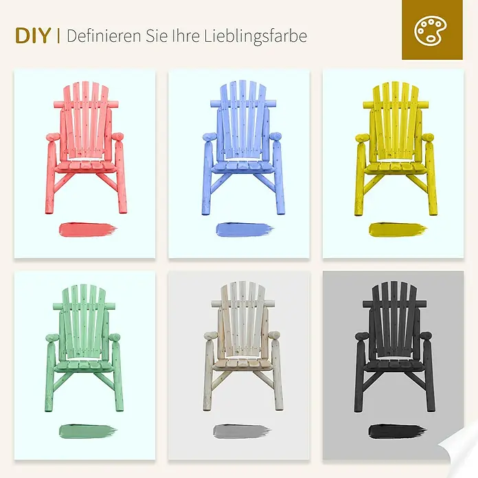 Outsunny Gartenstuhl Adirondack - 1 Stk., Tannenholz, Natur